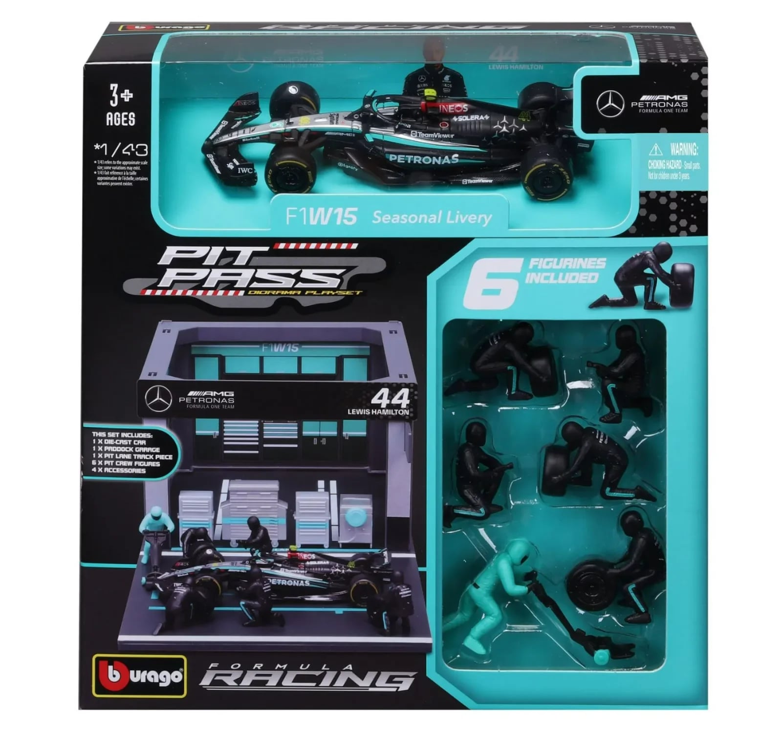 Bburago Bburago Pit Pass Mercedes-AMG W15 Lewis Hamilton #44 Diorama | 2024 | 1:43