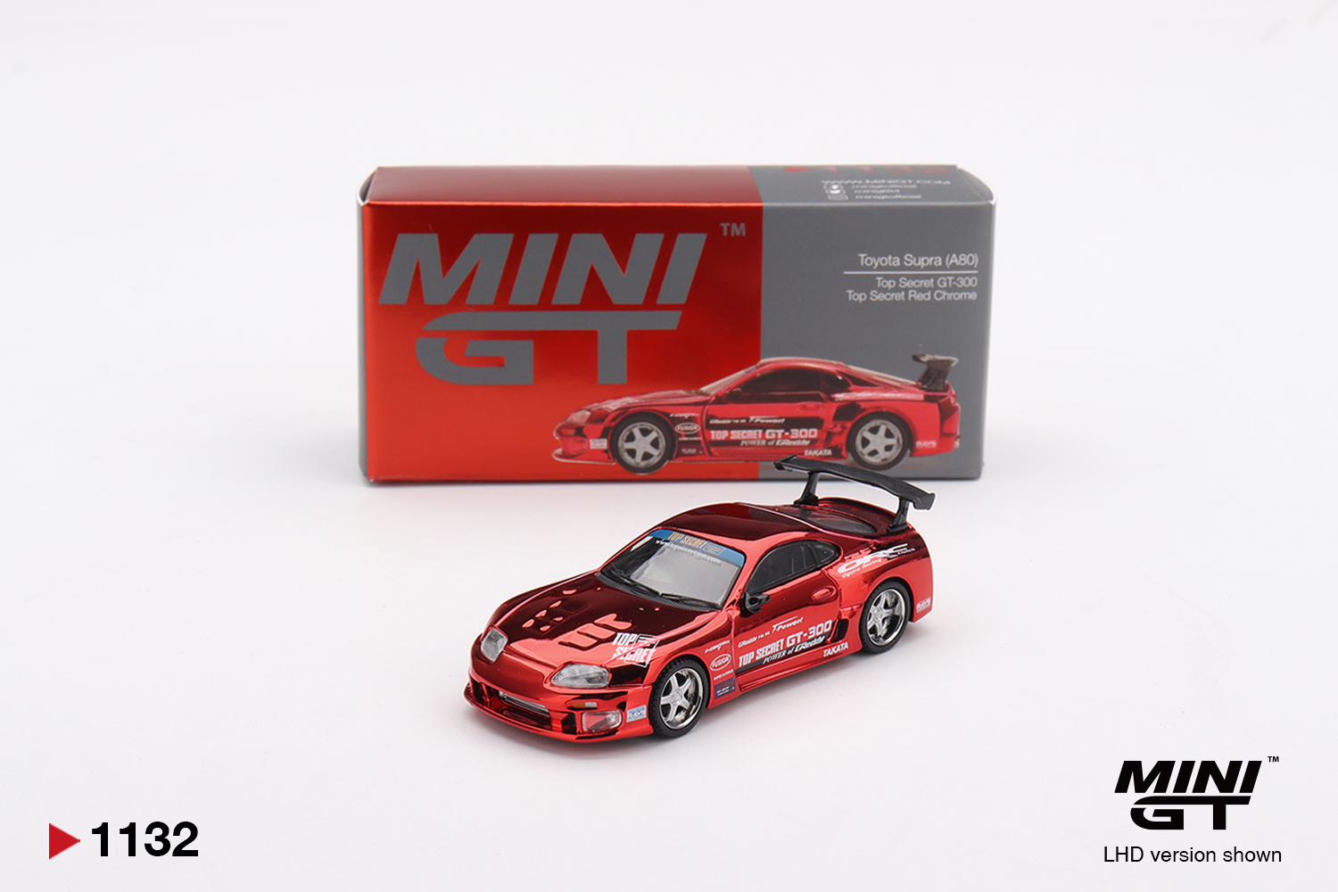 MINI GT Toyota Supra A80 Top Secret GT-300 Red Chrome
