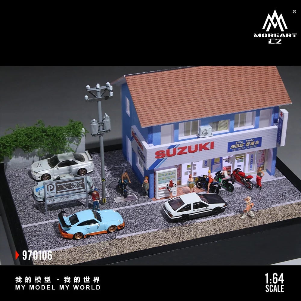 MoreArt Nishi-Kamakura Suzuki Motorcycle Store Upgraded Edition Diorama | MoreArt 1:64 Diorama photo 4