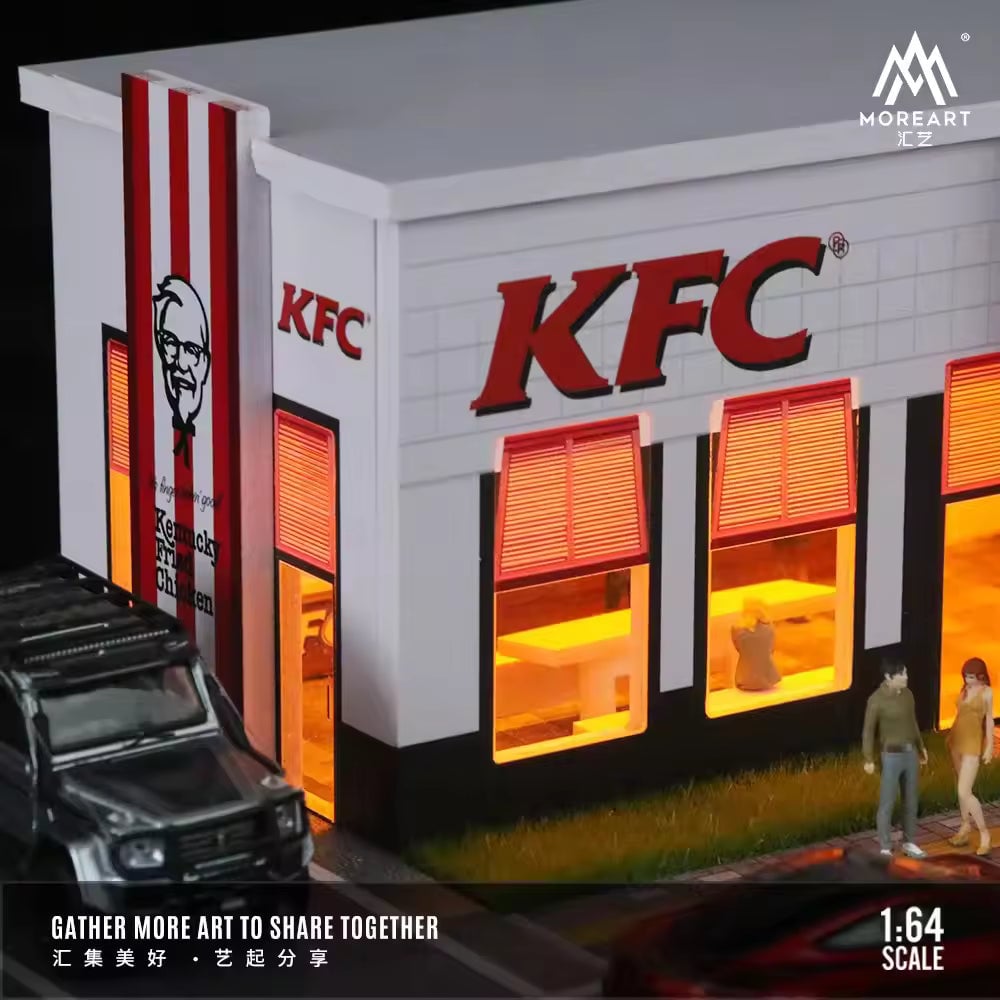 MoreArt KFC Restaurant Parking Lot Diorama | MoreArt 1:64 Diorama photo 2