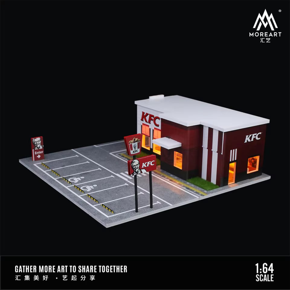 MoreArt KFC Restaurant Parking Lot Diorama | MoreArt 1:64 Diorama photo 3