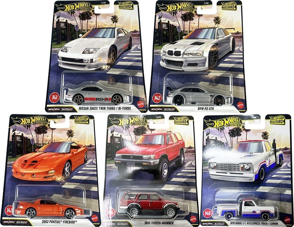 Hot Wheels Hot Wheels Premium Boulevard Set #141–145 | 300ZX Twin Turbo, BMW M3 GTR, Firebird, 4Runner & Li’l Red Express