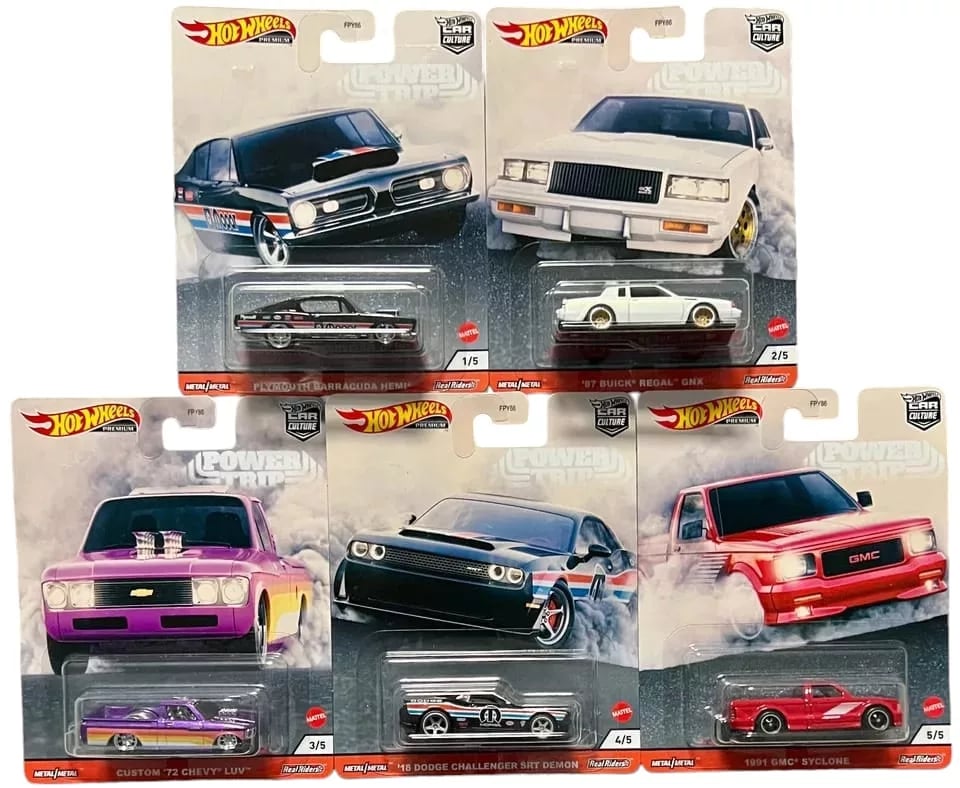Hot Wheels Hot Wheels Premium Car Culture Power Trip Set | Hemi Barracuda, Buick GNX, Chevy LUV, Challenger Demon & GMC Syclone
