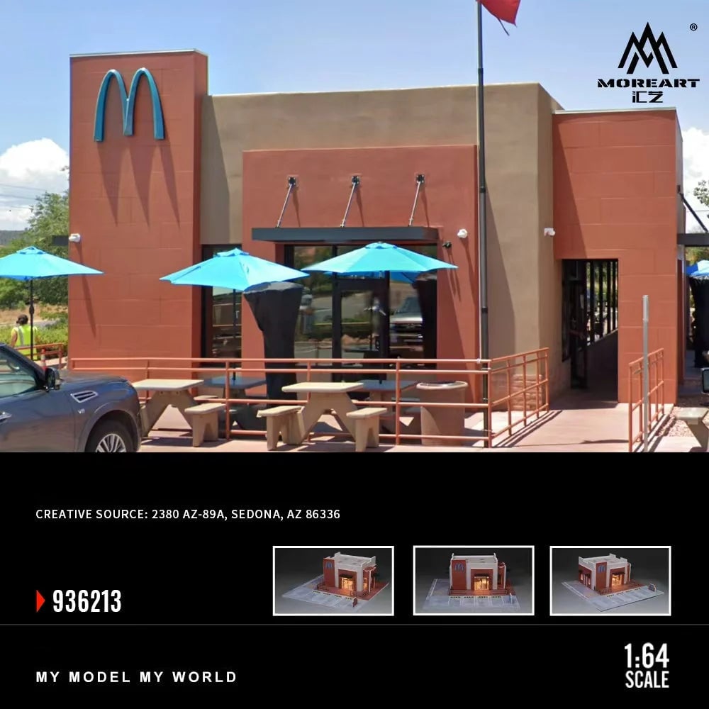 MoreArt McDonald's Blue Logo Miniature Scene & Garage | MoreArt 1:64 Diorama photo 2