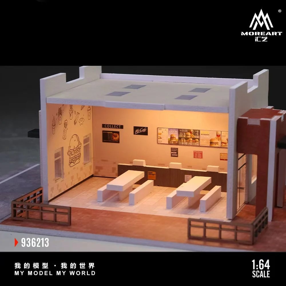 MoreArt McDonald's Blue Logo Miniature Scene & Garage | MoreArt 1:64 Diorama photo 3