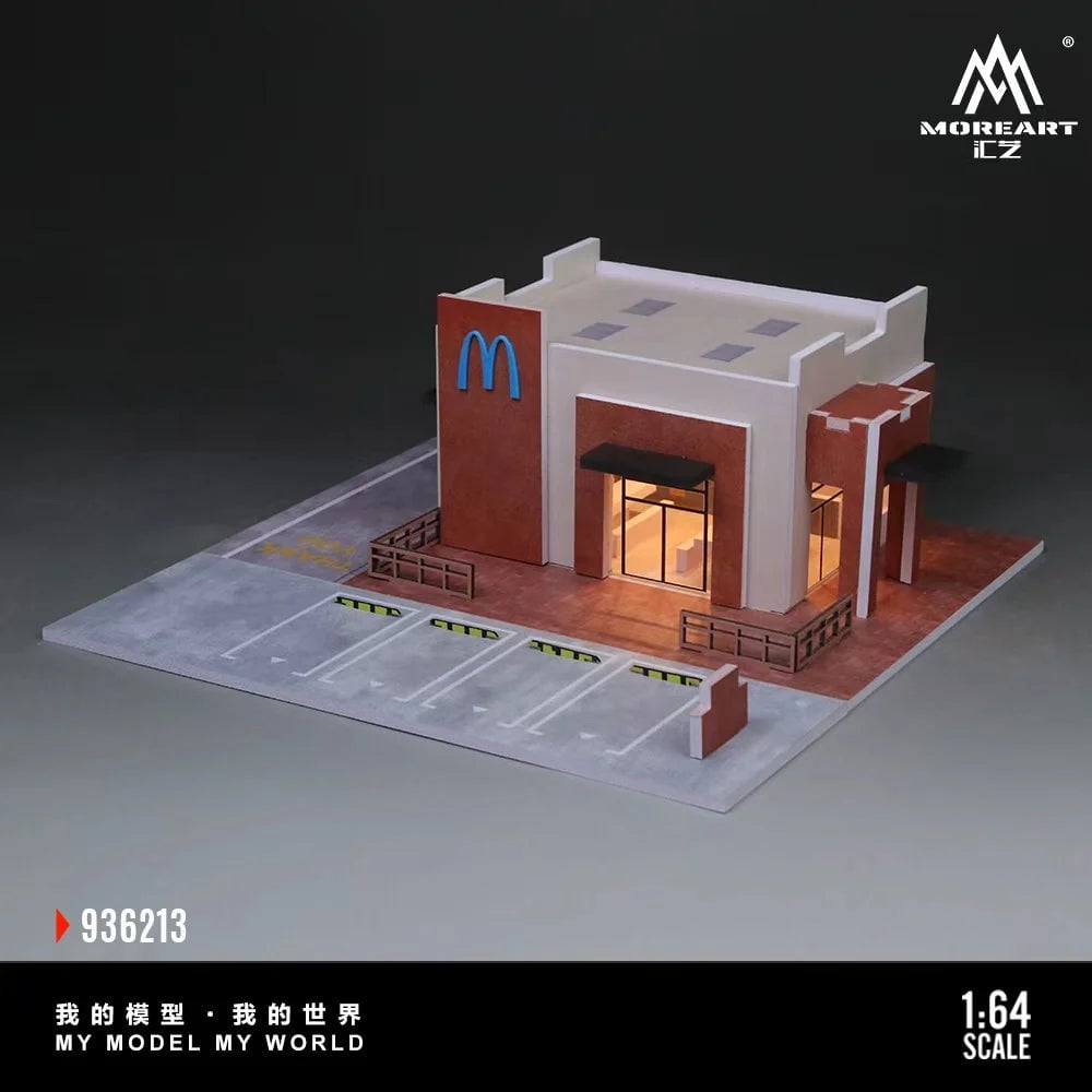 MoreArt McDonald's Blue Logo Miniature Scene & Garage | MoreArt 1:64 Diorama photo 5