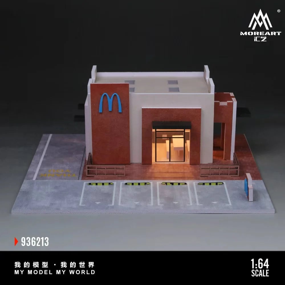 MoreArt McDonald's Blue Logo Miniature Scene & Garage | MoreArt 1:64 Diorama photo 6