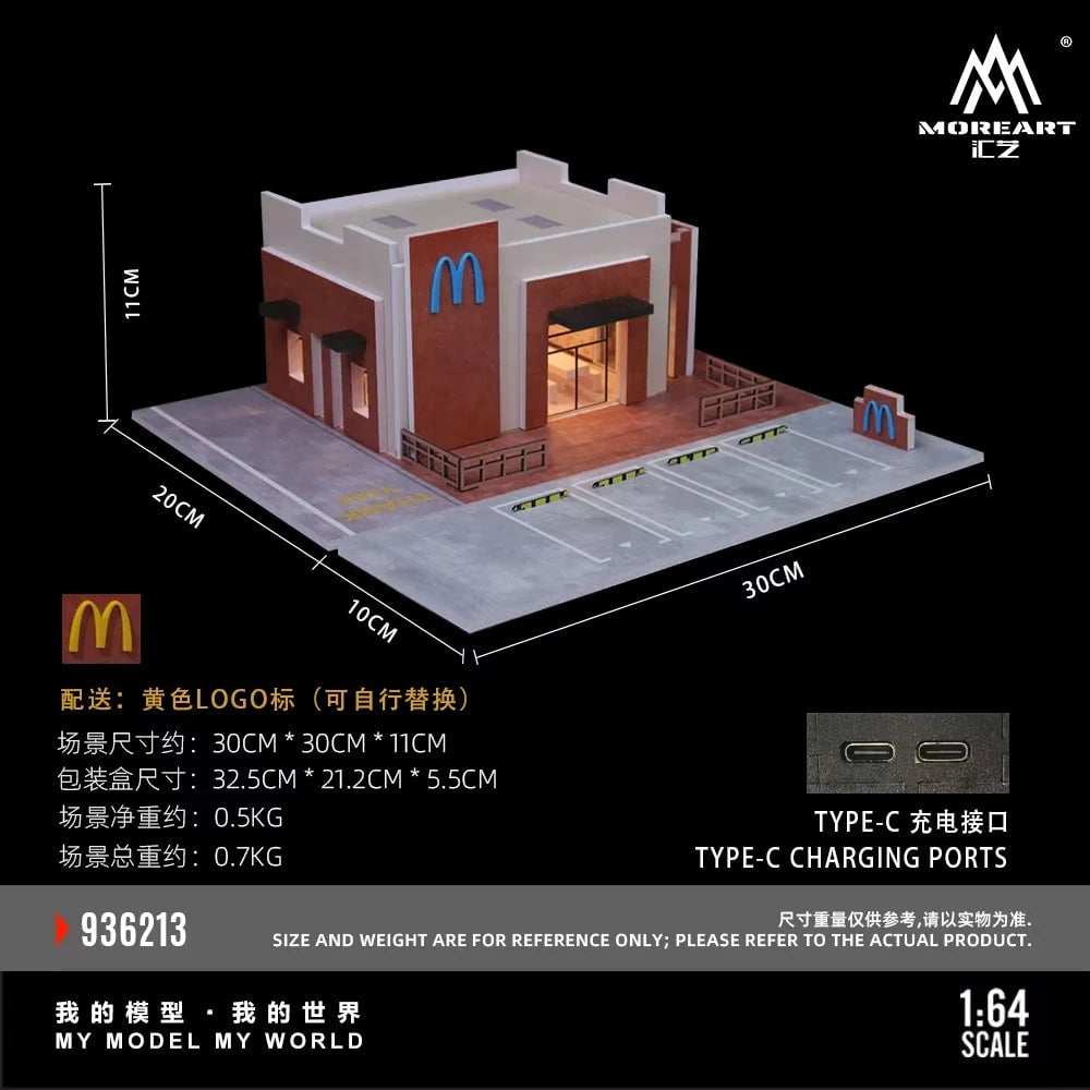 MoreArt McDonald's Blue Logo Miniature Scene & Garage | MoreArt 1:64 Diorama photo 7