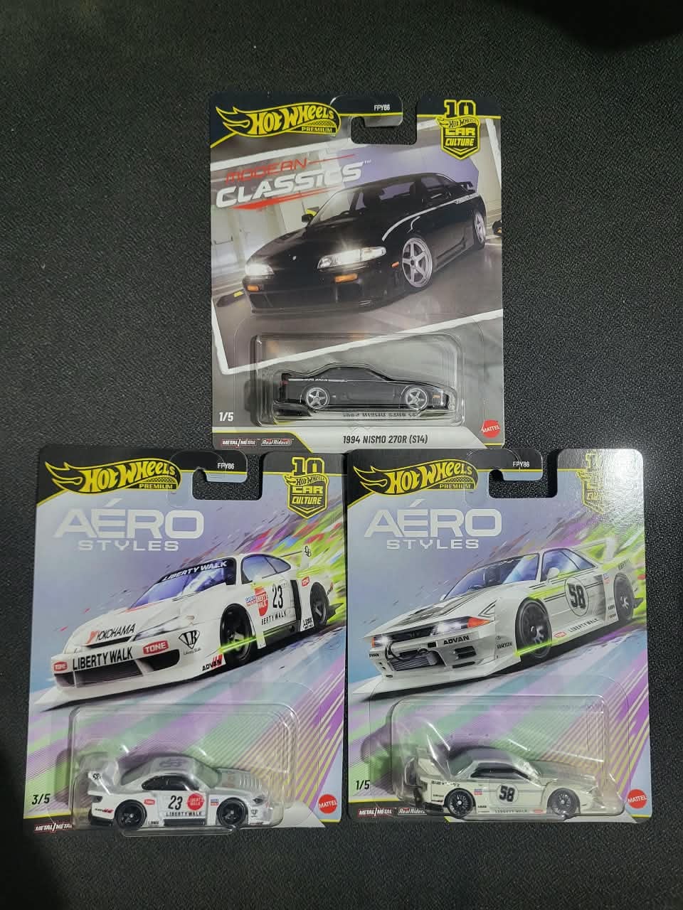 Hot Wheels Hot Wheels Premium 3-Car Lot | NISMO 270R, Liberty Walk S15 & Liberty Walk Skyline R32