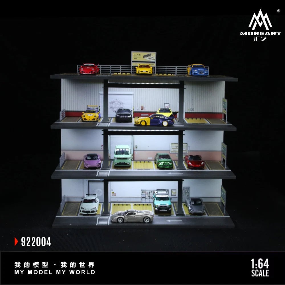 MoreArt Steel frame garage parking lot scene | MoreArt 1:64 Diorama photo 2